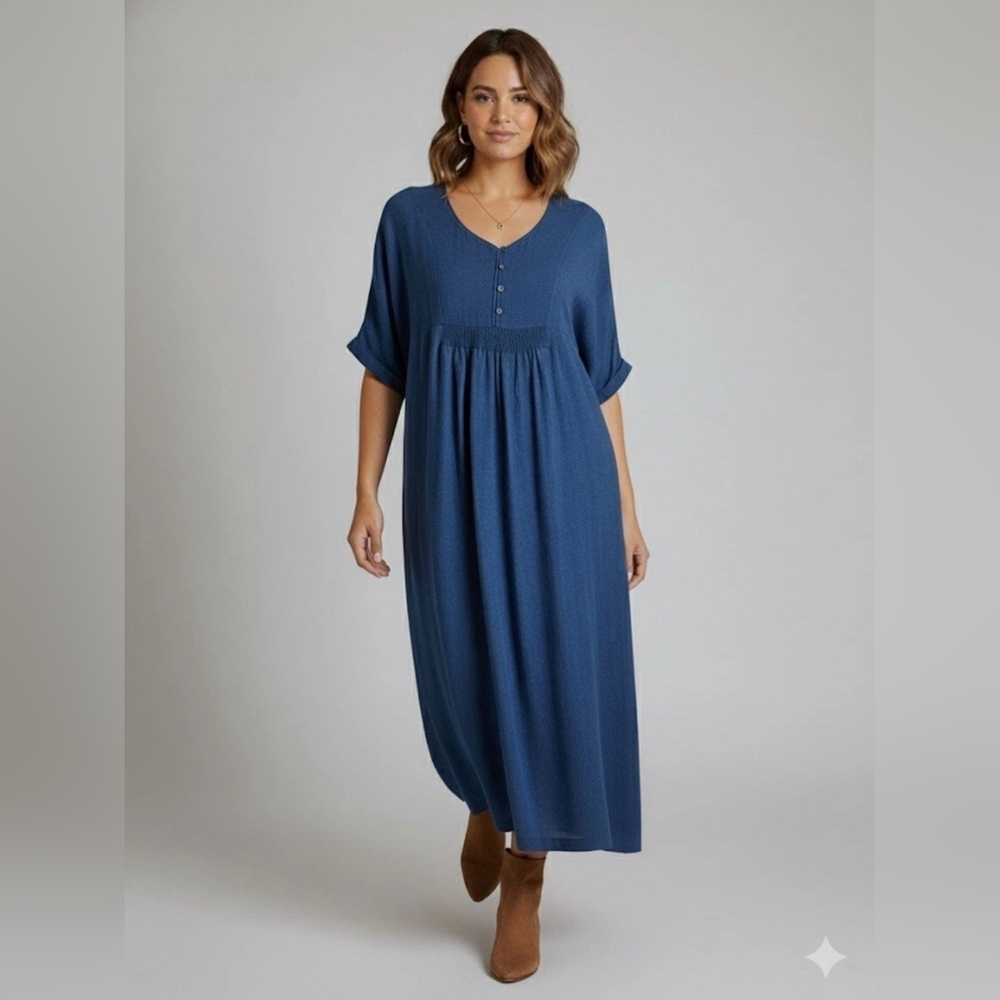 Poetry smocked maxi dress US 10
